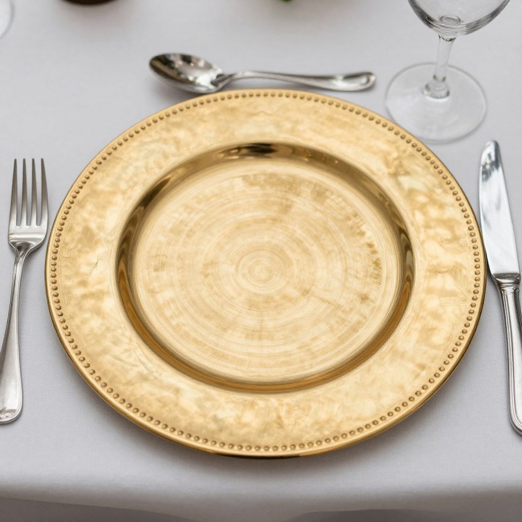 Gold charger plates for wedding tables