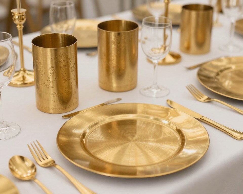 Gold metallic wedding décor accents and details