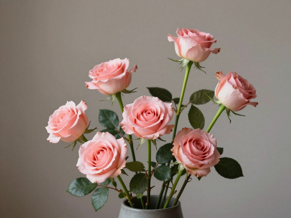 High-quality single stem roses in minimalist arrangement