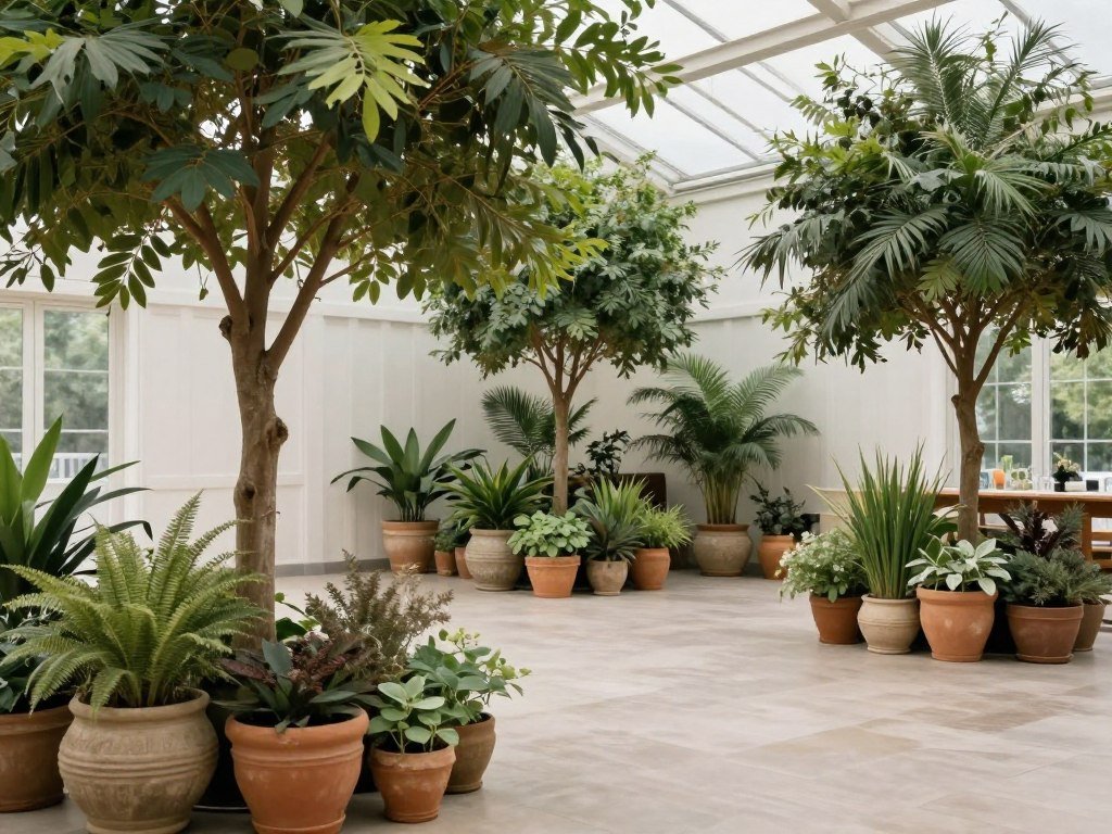 Indoor space styled with outdoor garden elements