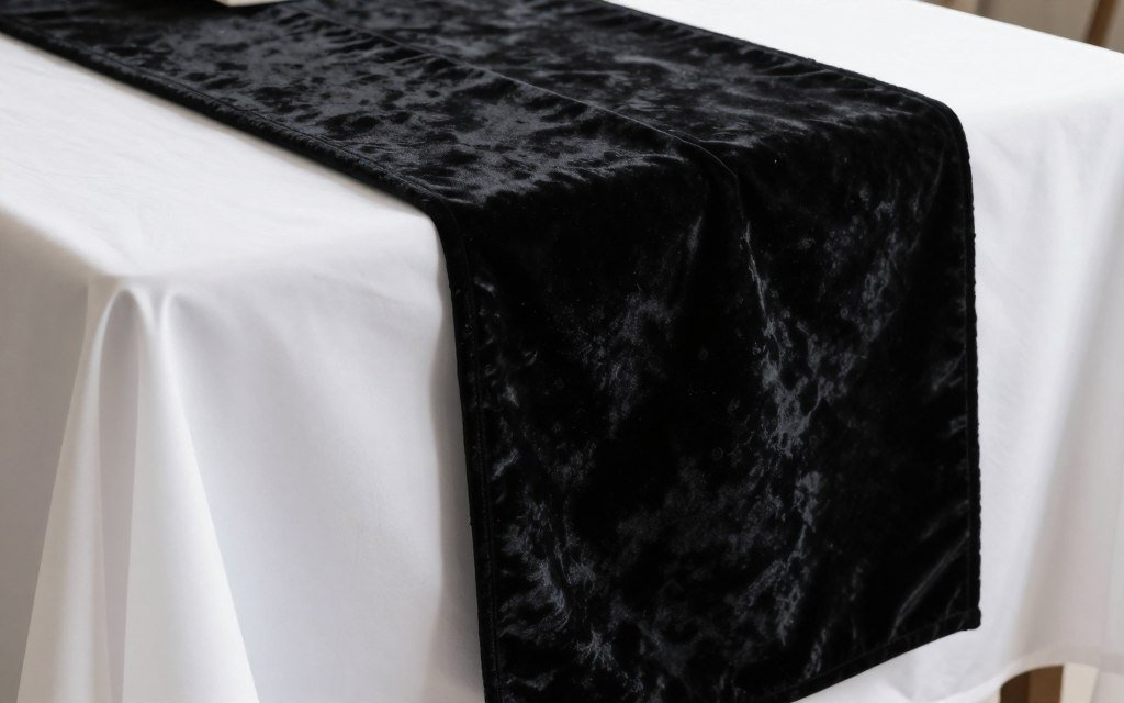 Luxurious velvet and satin table linens