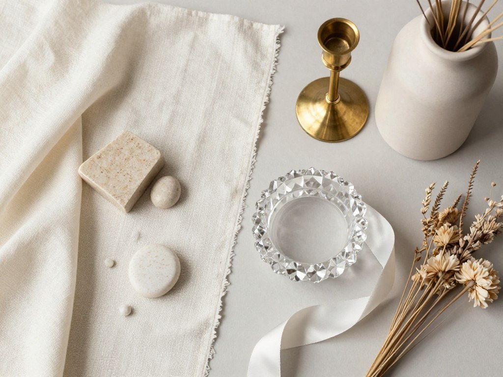 Luxury wedding materials in neutral tones