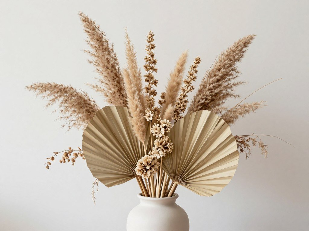 Minimalist wedding arrangement with dried botanical elements