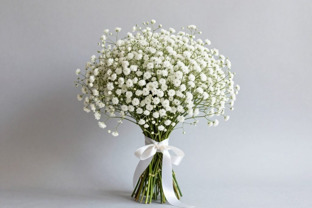 Modern deconstructed baby's breath bridal bouquet