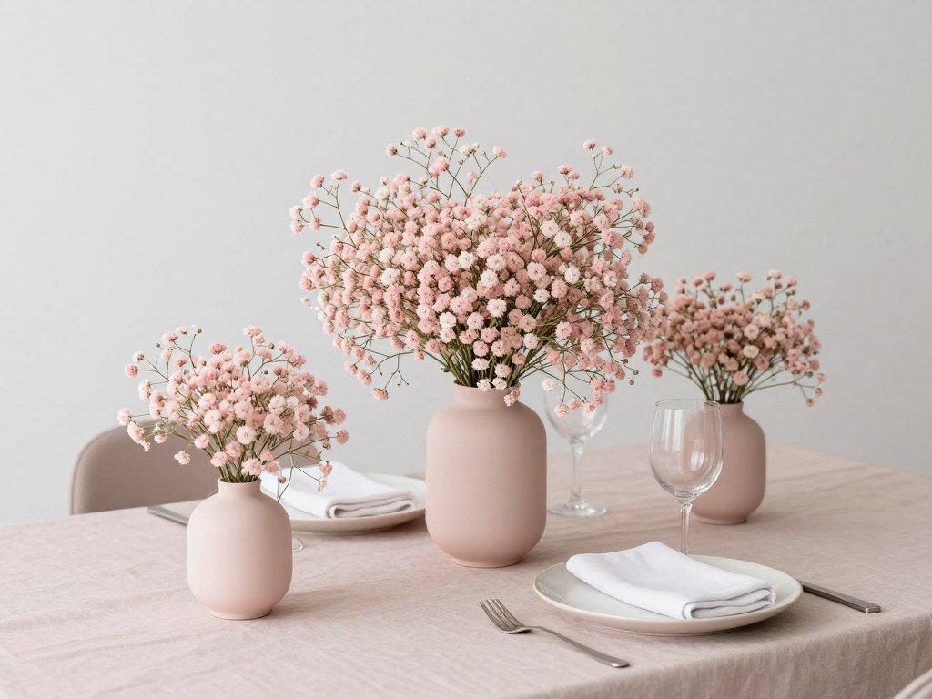Modern tinted baby's breath in soft monochromatic palette