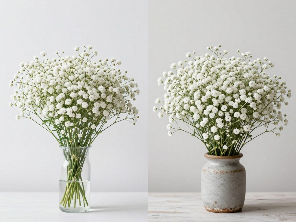 Modern vs dated baby's breath styling comparison