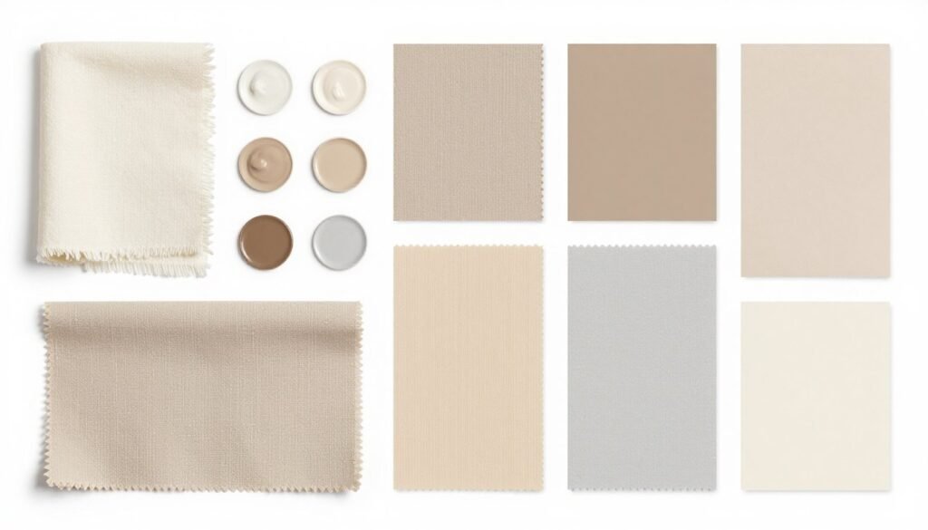 Neutral color palette swatches for wedding planning