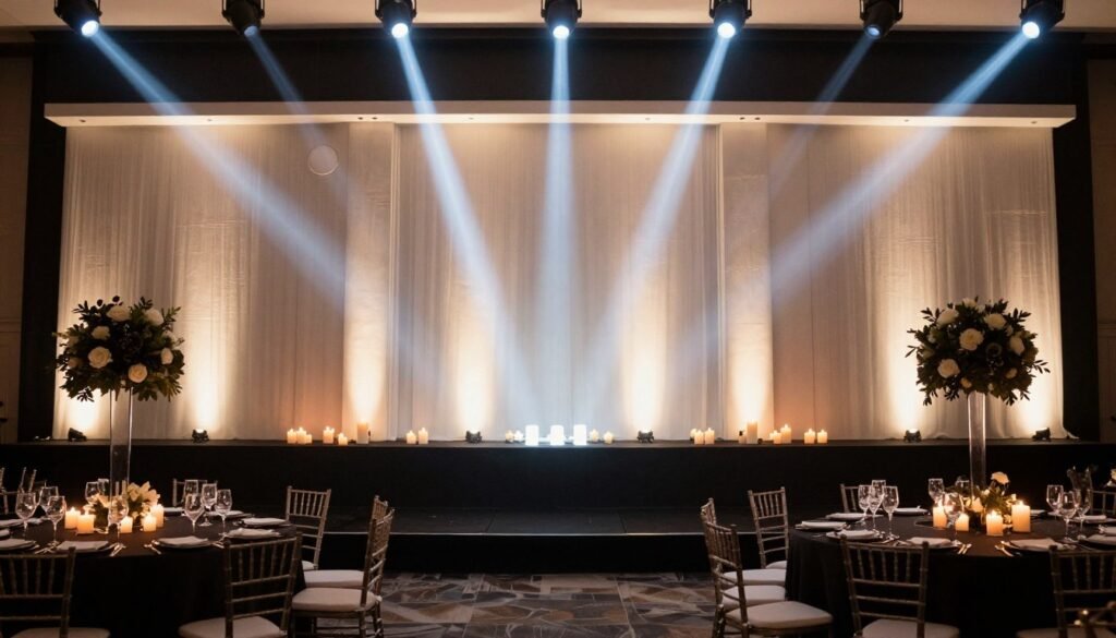 Professional wedding lighting design creating atmosphere