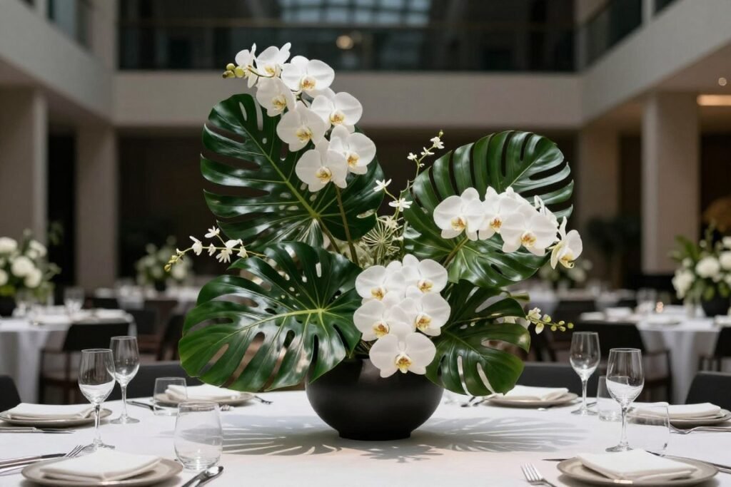 asymmetrical modern wedding centerpiece design
