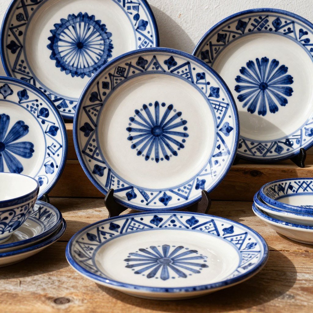 Blue and white Italian ceramic dinner plates