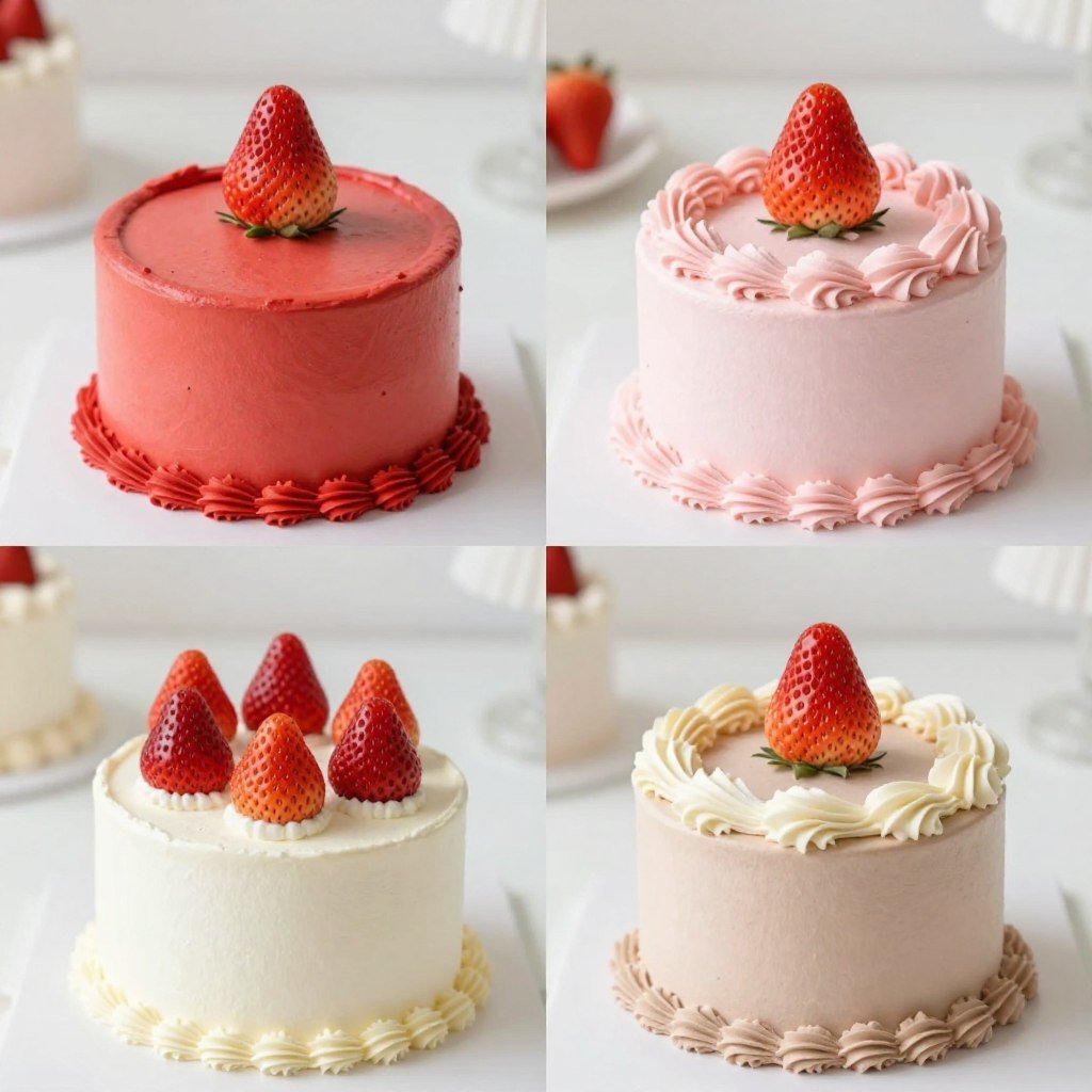 Four different berry cake color palettes side by side
