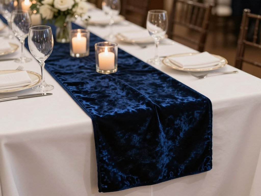 Luxury velvet table runner for elegant wedding reception