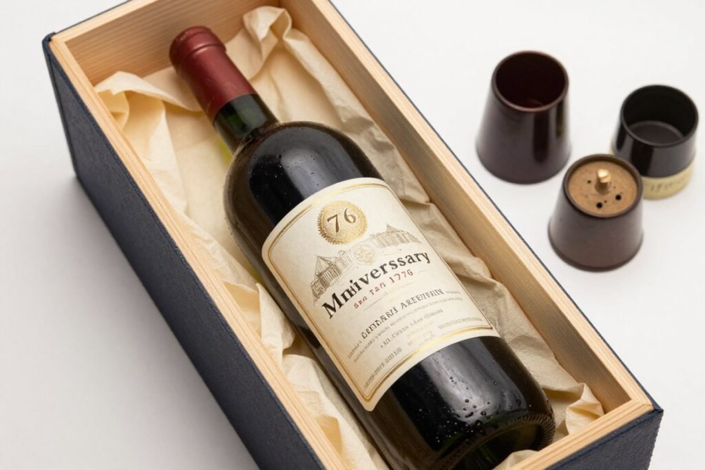 Vintage wine bottle from 1976 with elegant presentation
