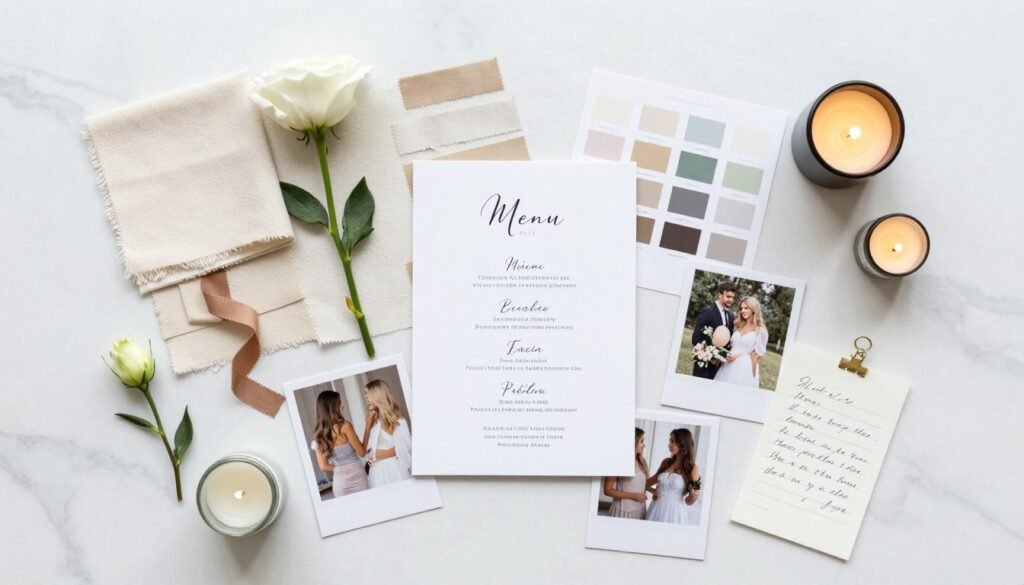 birthday dinner party planning with mood board and styling elements