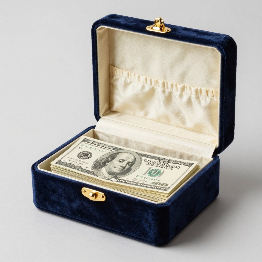 elegant velvet jewelry box for luxury money gift presentation