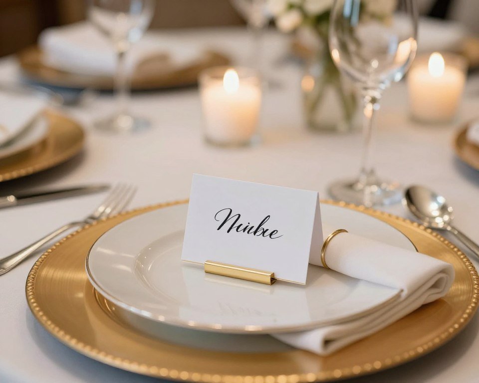 luxury birthday dinner place setting with elegant place card