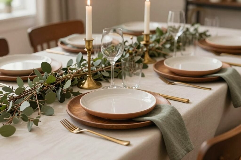 luxury birthday dinner table with earth tone color palette