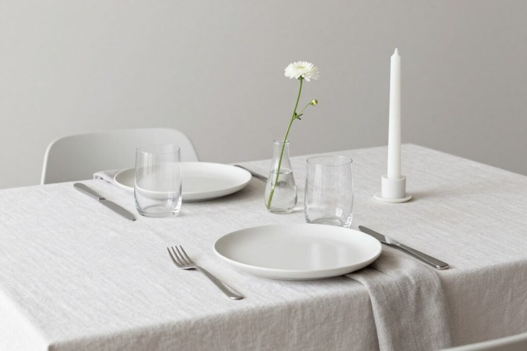 luxury minimalist birthday dinner party with neutral palette