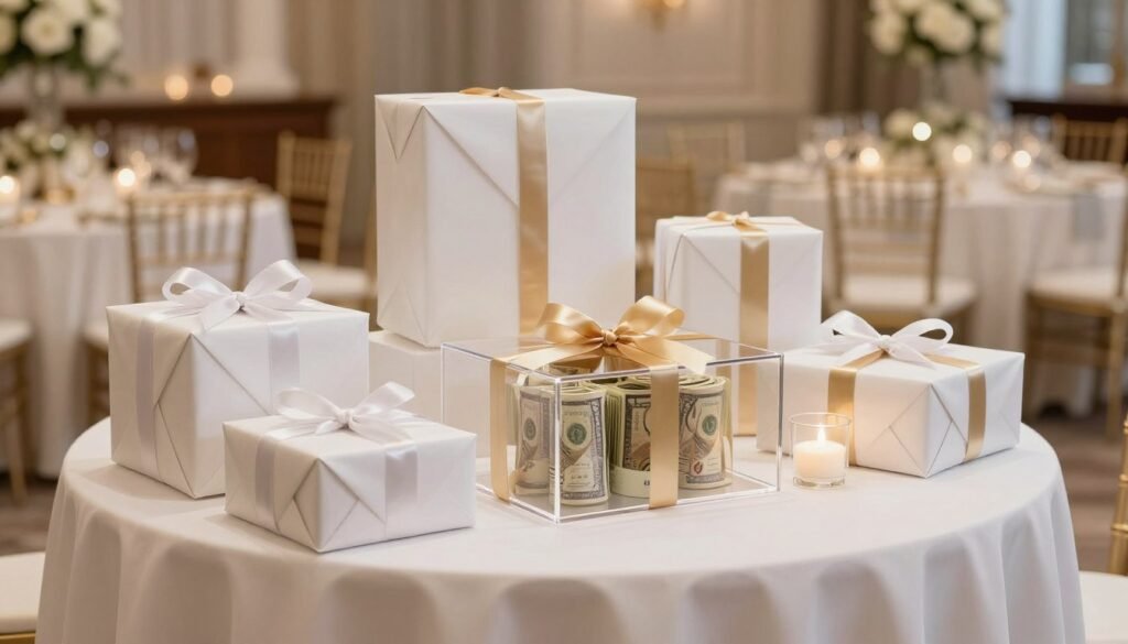 luxury money gift at formal wedding reception
