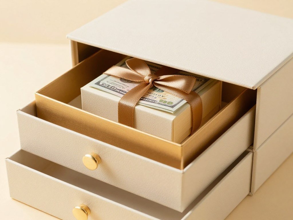 nested luxury gift boxes with money inside