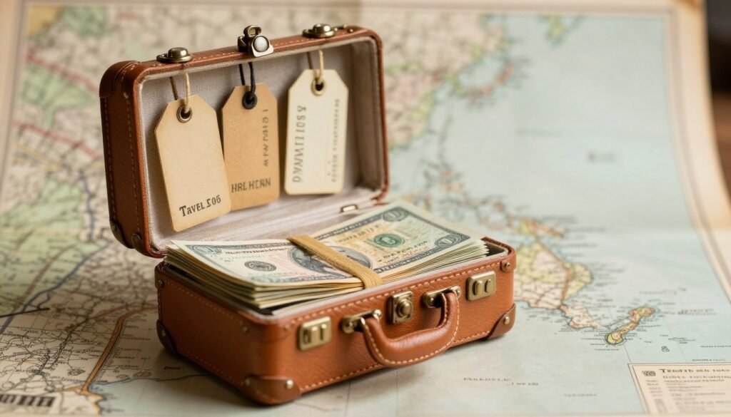 vintage suitcase style box for travel money gift