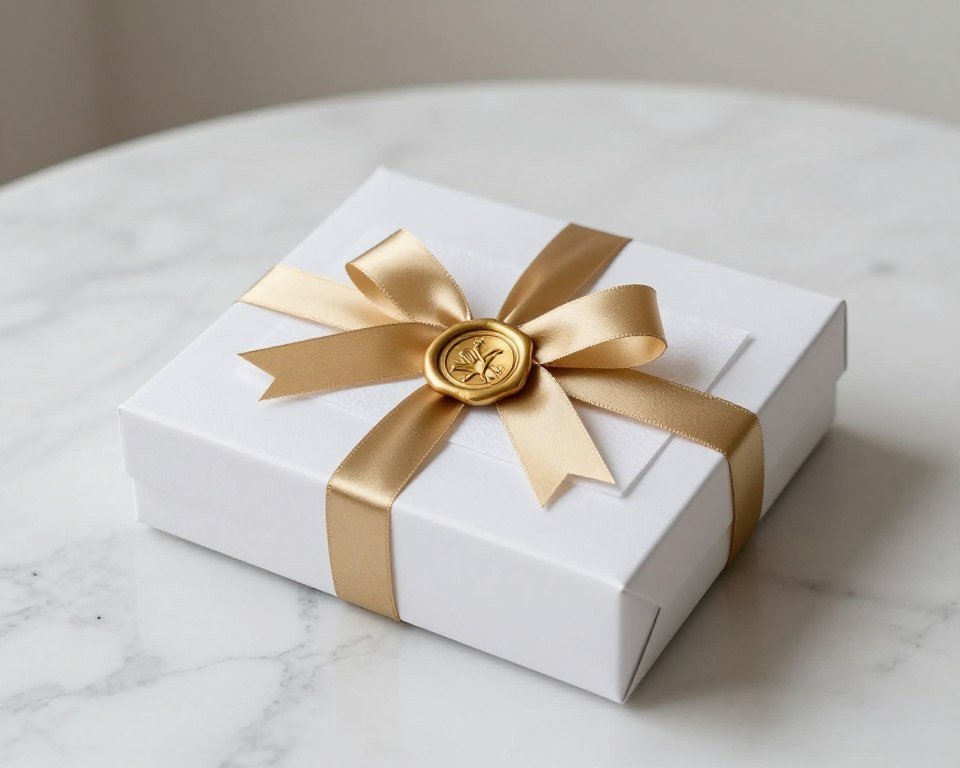 white and gold money gift presentation