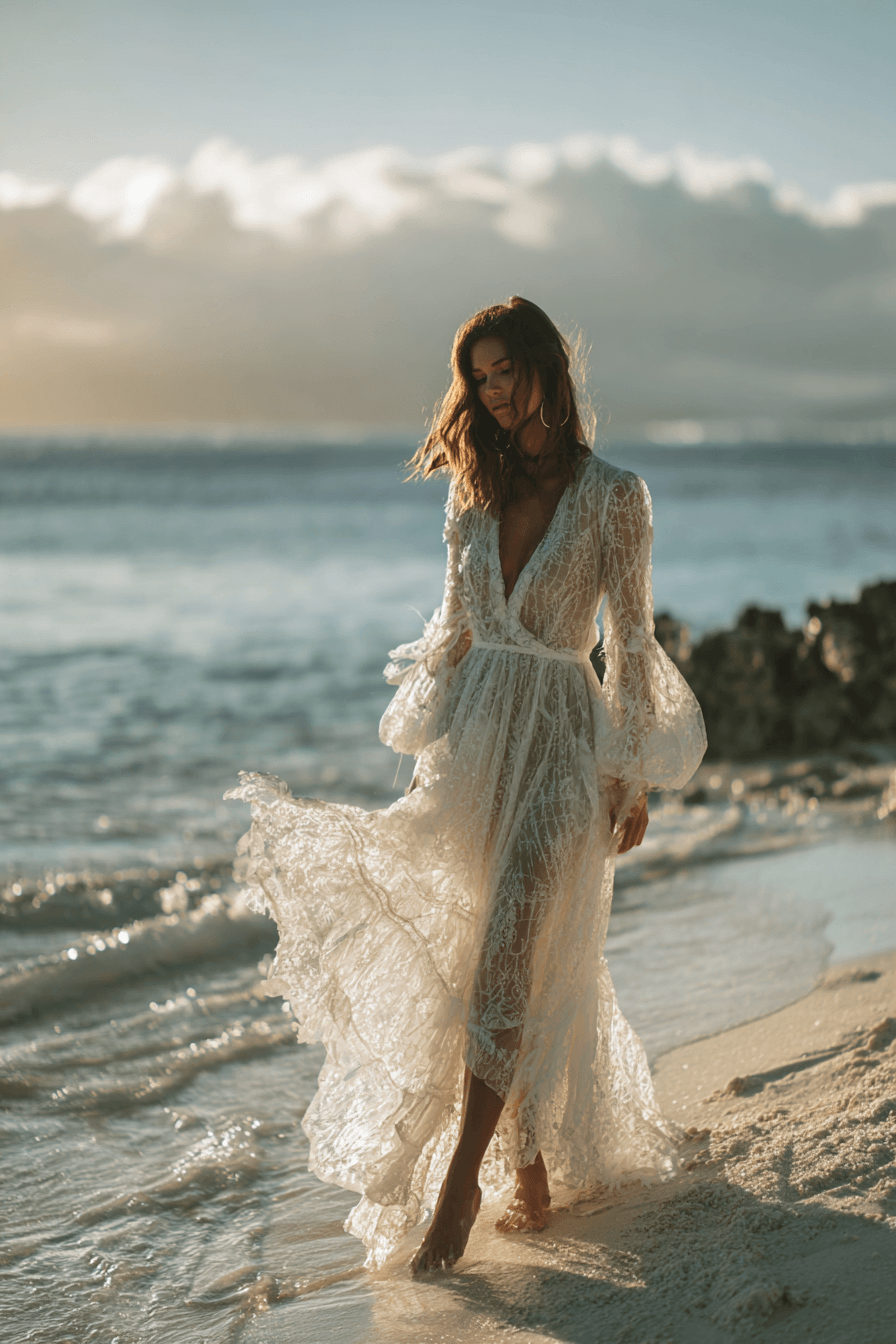 27 Breezy Beach Wedding Dress Ideas for Effortless Bridal Style