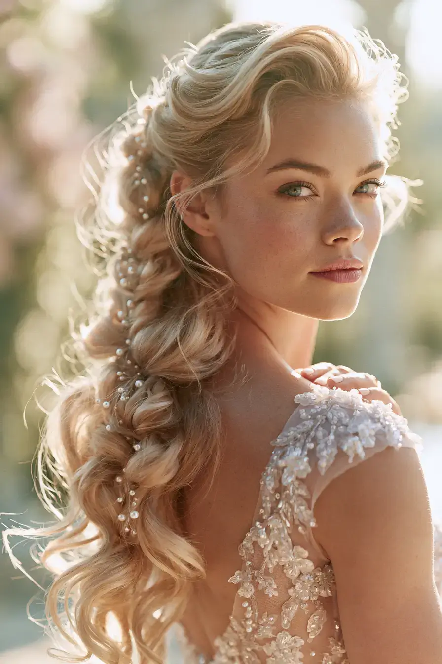 27 Elegant Waterfall Braid Wedding Hairstyles You'll Love