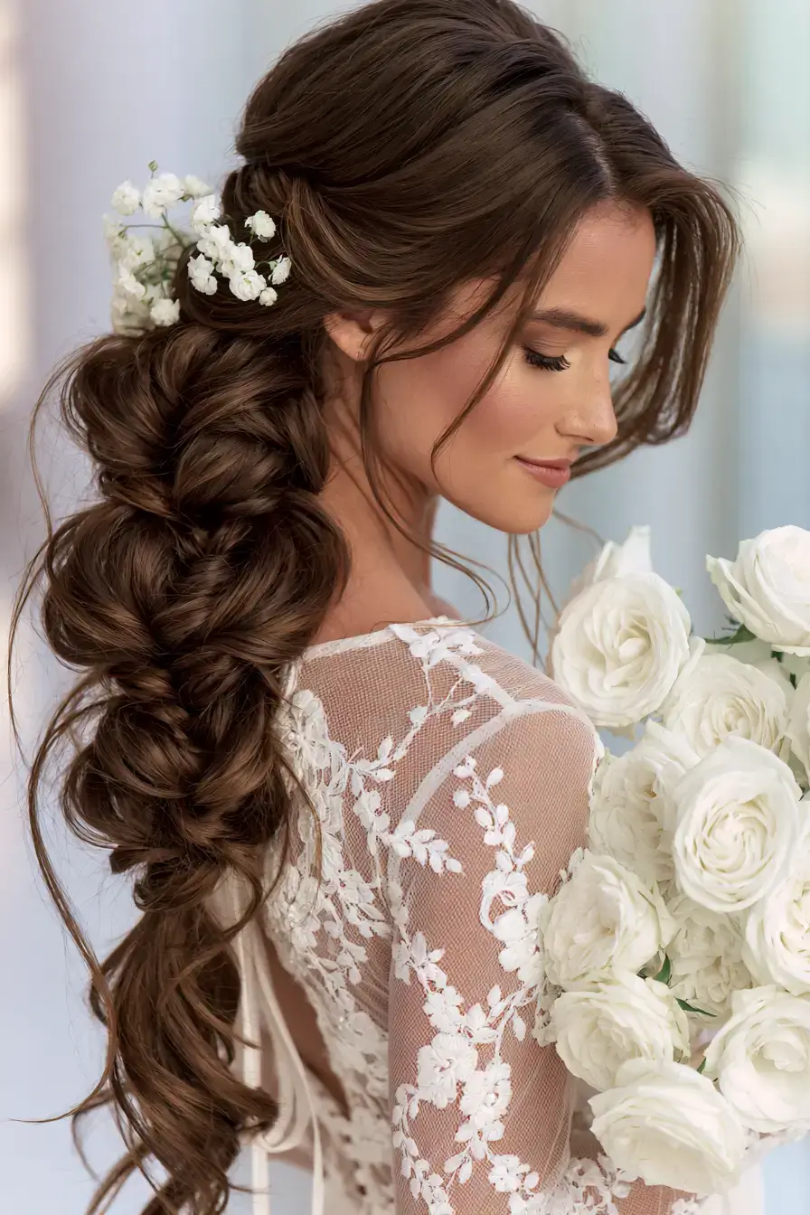 27 Elegant Waterfall Braid Wedding Hairstyles You'll Love