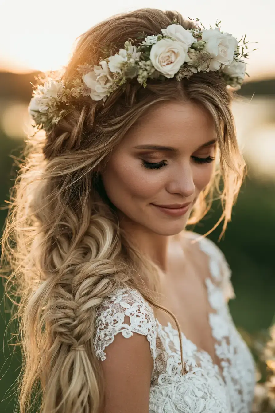 27 Elegant Waterfall Braid Wedding Hairstyles You'll Love