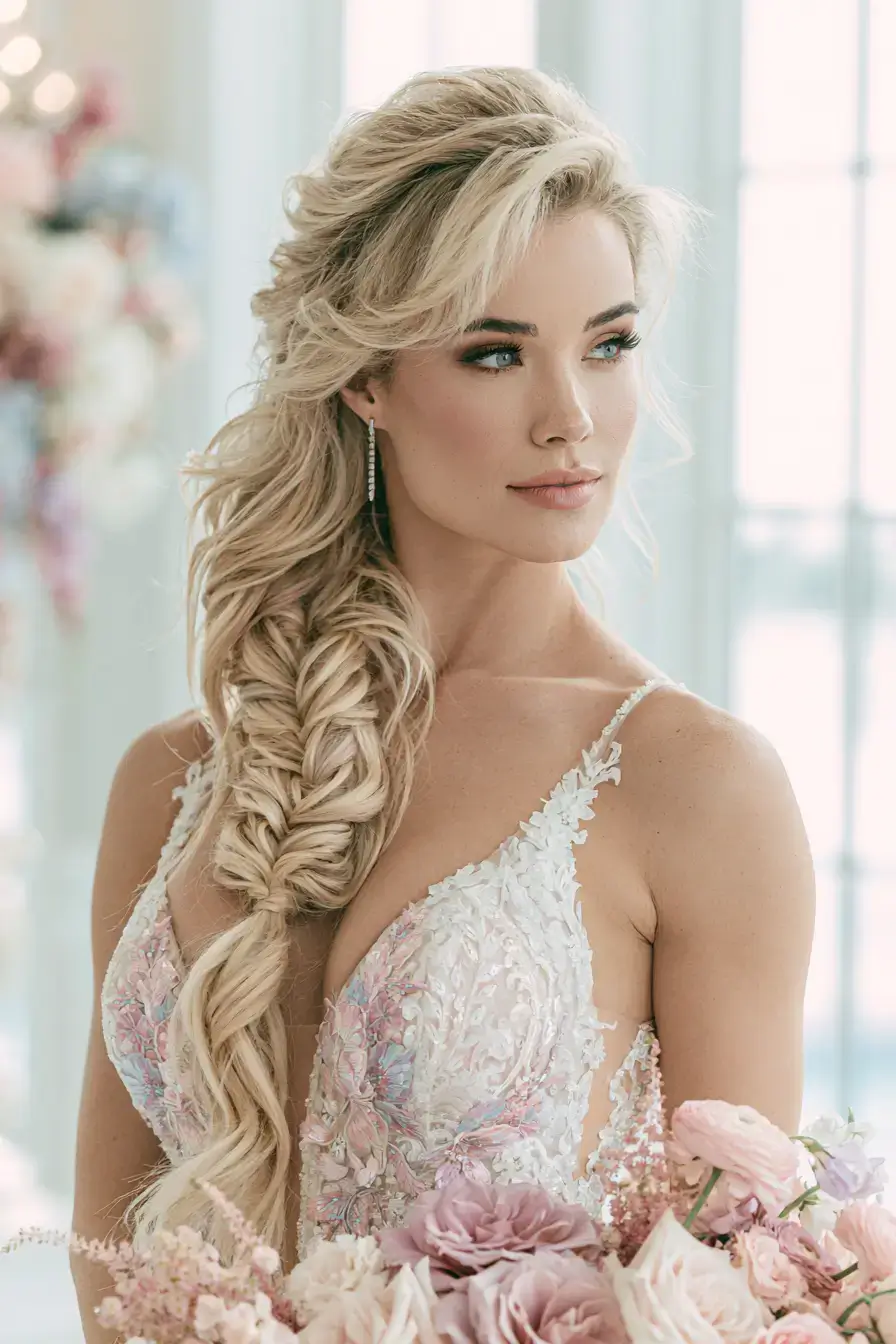 27 Elegant Waterfall Braid Wedding Hairstyles You'll Love