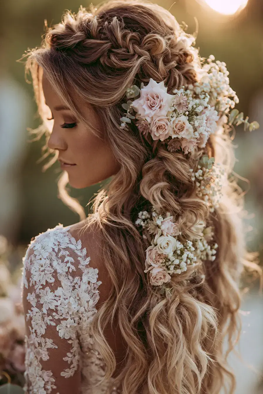 27 Elegant Waterfall Braid Wedding Hairstyles You'll Love