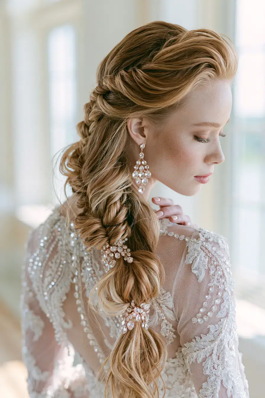 27 Elegant Waterfall Braid Wedding Hairstyles You'll Love