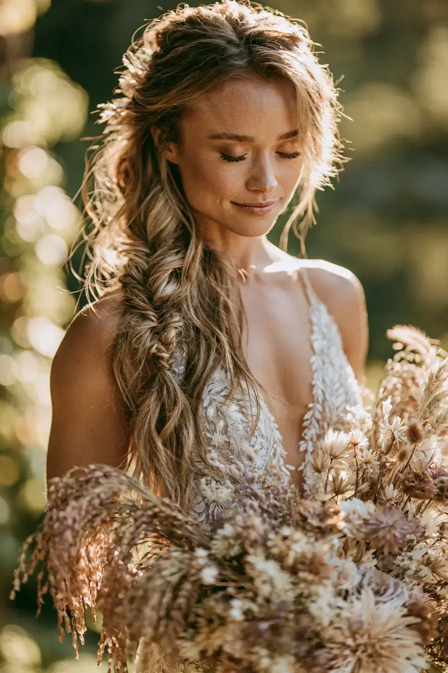 27 Elegant Waterfall Braid Wedding Hairstyles You'll Love